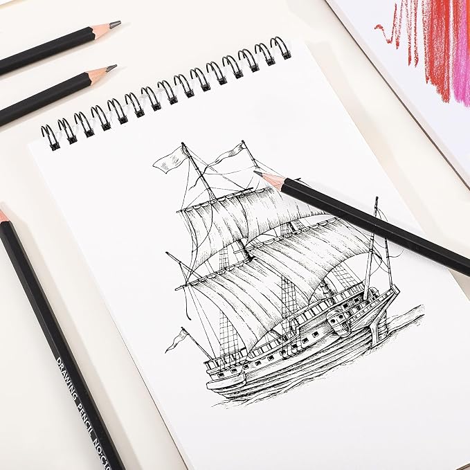 4 Pack Small Sketch Books for Kids, 5.5 × 8.5 in Spiral Bound, 100gsm Paper | Acid-Free 68lb Paper, Spiral Design, for Pencils Charcoal & Crayons, Ideal for Travel Sketching& Back To School Gifts