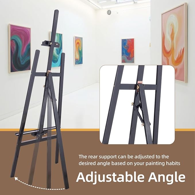 Falling in Art Adjustable Wooden Easel Stand for Painting&Display, Black | Folding Art Easel for Display, Drawing, Wedding Sign and Poster, Suitable for Kids and Adults, Holds Up to 42"