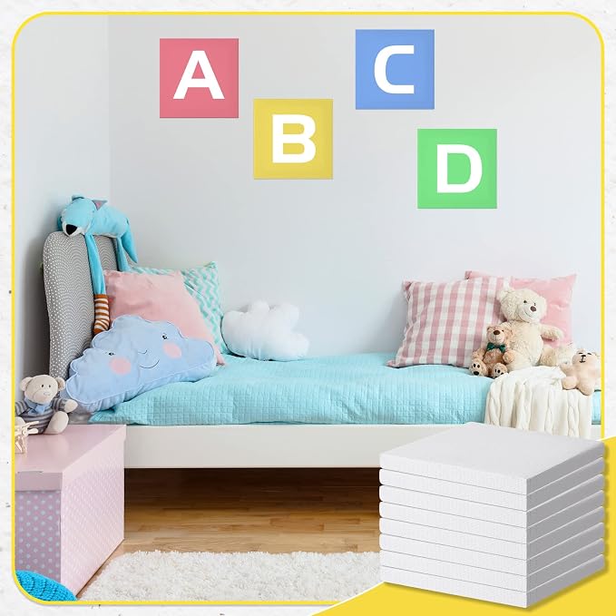 Maitys 200 Pcs 4x4 Inch Mini Canvas Boards for Painting 0.3in Thickness Small Stretched Canvas Bulk Blank Boards Art Panels for Kids Birthday School Project Home Decor Oil Acrylic Watercolor