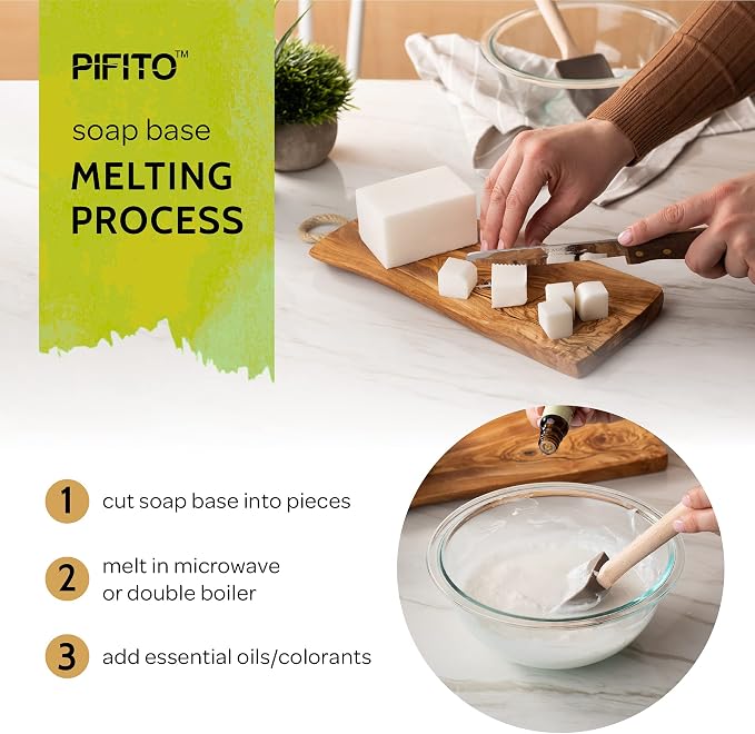Pifito Pre-Cut Melt and Pour Soap Base Sampler (5 lbs) │ Cut-Up Pieces of Soap Base (1lb ea) │ Goats Milk, Honey, Clear, Cocoa Butter, Mango Butter │ Glycerin Soap Making Supplies Kit