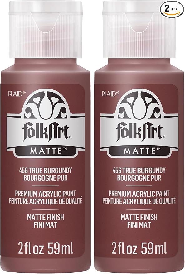 FolkArt Acrylic Paint in Assorted Colors (2 oz), 456, TRUE Burgundy (Pack of 2)