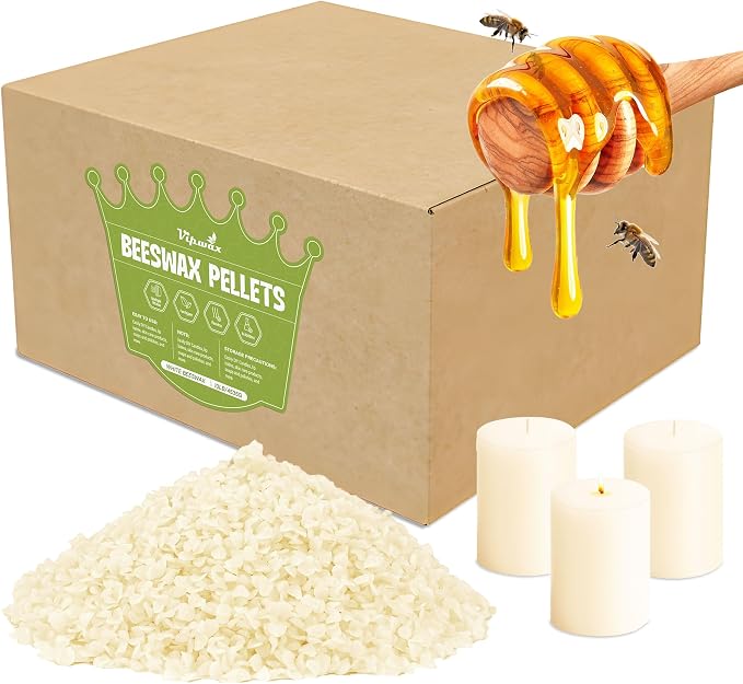 VIPwax White Beeswax Pellets 10LB(4530g), Natural Organic Beeswax | Natural, Organic, Candle Making, Premium Beeswax, Body, Skin Care DIY, Lip Balm and Soap Making Supplies