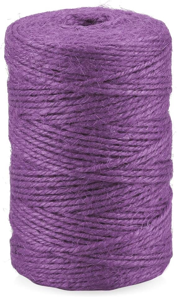 KINGLAKE Natural Jute Twine - 328 Feet, Arts & Crafts, Christmas, Durable Packing String, Purple