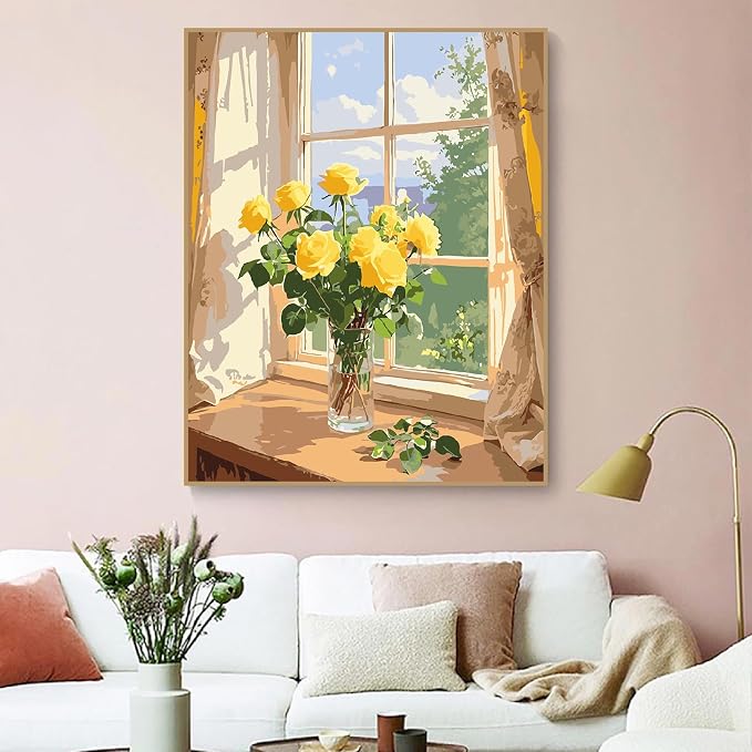 ZRIZQ Paint by Numbers Kit for Adults Beginner,Flower Landscape,16x20