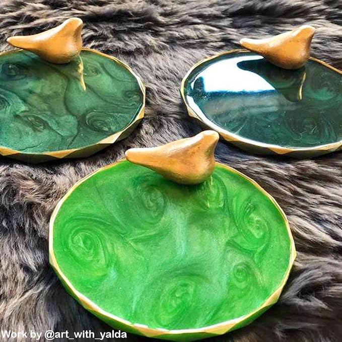 ResinWorld 4 Pack Coaster Molds - Diamond Edge Crystal & Round Geode Silicone Molds for Epoxy Resin Casting