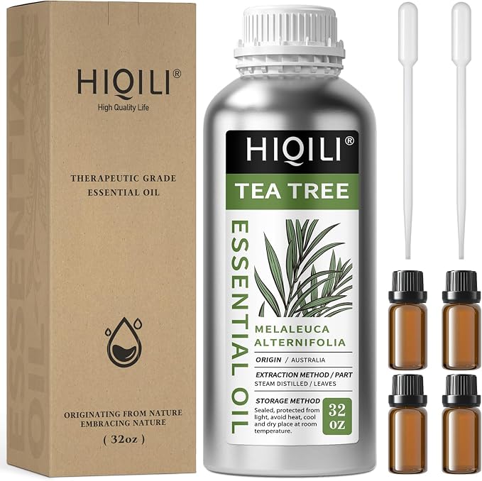 HIQILI Tea Tree Oil Large Capacity for DIY Candles, Soaps and Nail Care