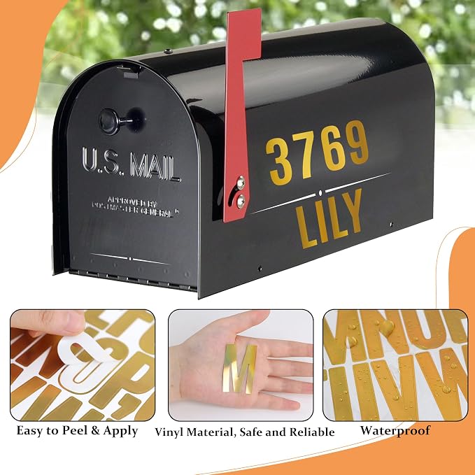 Letter Stickers 30 Sheets 1500 PCS Large Alphabet Sticker 2 Inch Vinyl Self Adhesive Stick on Stickers for Water Bottles Cup Mailbox Number Address Crafts Scrapbooking Bulletin Board Decor (Gold)