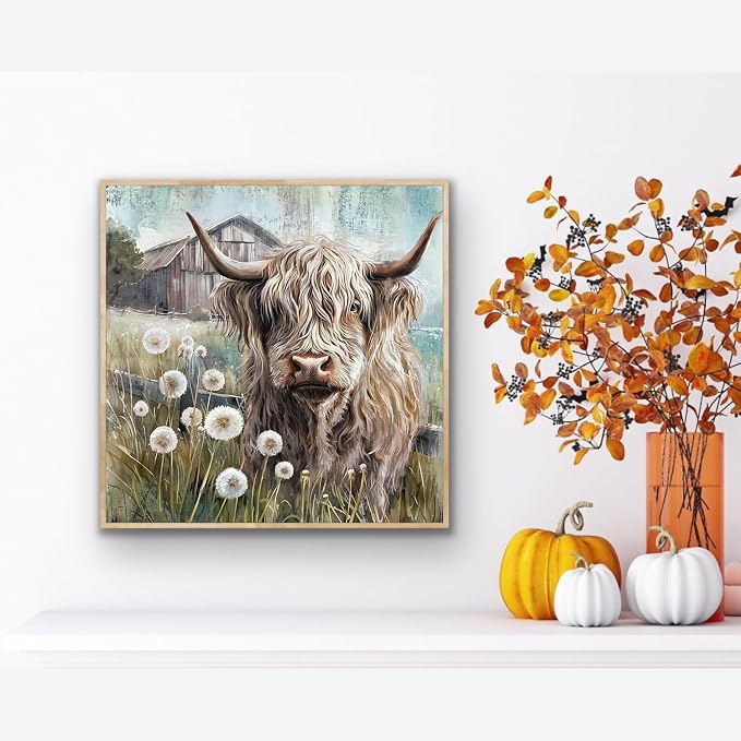 Diamond Art Kits for Adults,Highland cow Diamond Painting Kits 12x12in