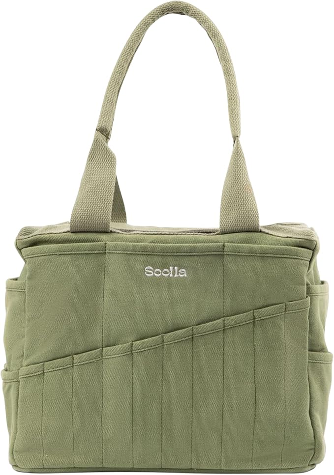 Soolla Studio Bag: Art Supply Storage Organizer & Pottery Tool Bag, Washable Tote, Yarn Bag, Crochet, 30 Pockets, 15+ Colors
