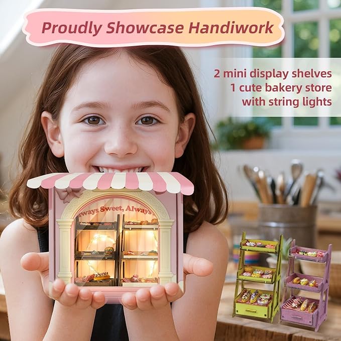 iLAND Craft Sets for Girls Ages 8-12 Creative Clay Bakery Crafting Kit, Fun DIY Arts and Crafts for Kids 8-10, Family Game Night Activities, Cute mini food Tween Girl Toy Birthday Gifts for 9 Year Old