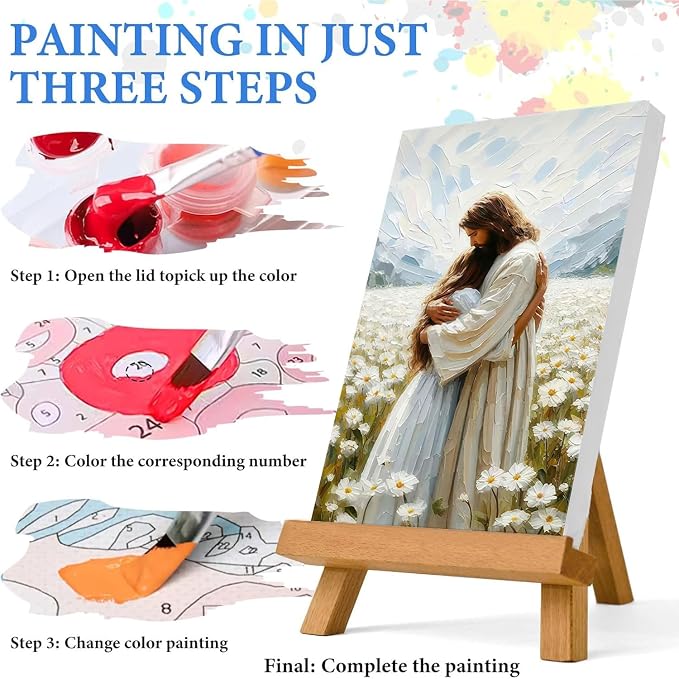 Jesus Christian Paint by Numbers Kit for Adults Canvas, Frameworkless | Easy Adult Paint by Number Kits on Canvas DIY Jesus Christian Painting for Beginners Art by Numbers for Home Wall Decor Gift