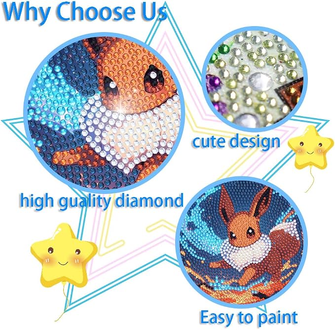 5D DIY Diamond Painting Kits for Kids with Frame,Cartoon Diamond Art for Kids Ages 4-8-12,Easy Gem Kit Kid with Beautiful Box for Gift Home Wall Decor(7x7inch)