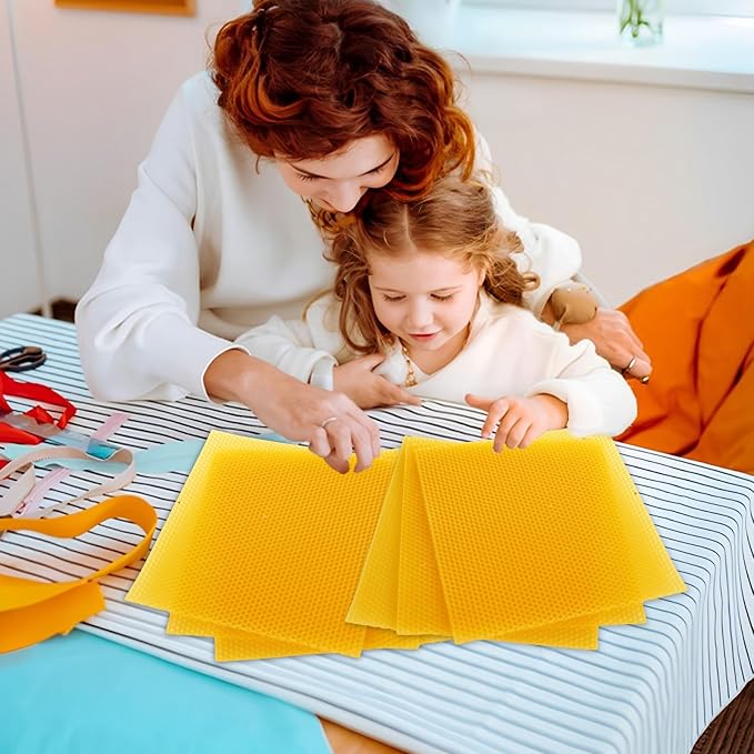 GBACHOOSE 8x8 inch Beeswax Sheets for Candle Making | Beeswax Sheets Wax Sheets for Candle Making Rolling DIY Kits for Adults, Kids, Crafts, Gifts(Yellow)