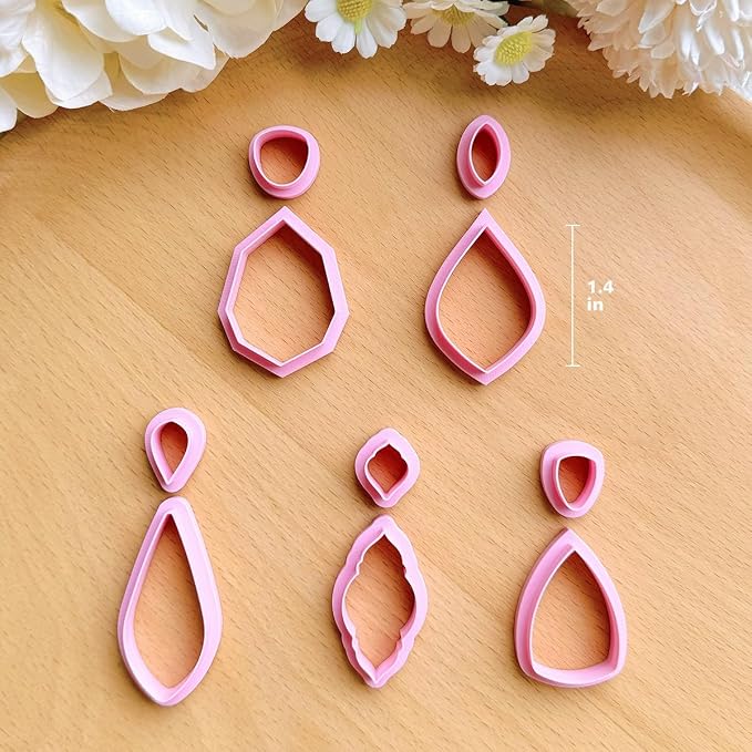 KEOKER 10 Organic Shape Clay Earring Cutters, Clay Cutters for Polymer Clay Jewelry, Earring Cutters for Polymer Clay (B)