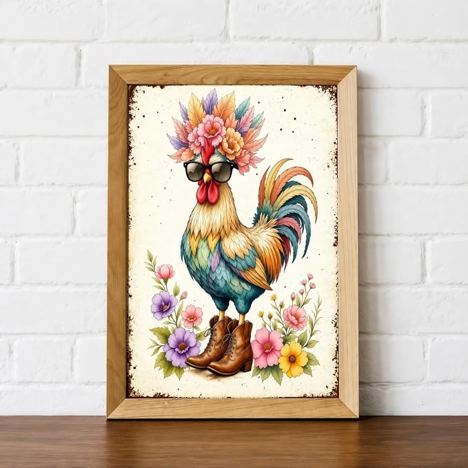 XSJDBYYQ Floral Rooster Diamond Art Kits for Adults, 5D Diamond Painting