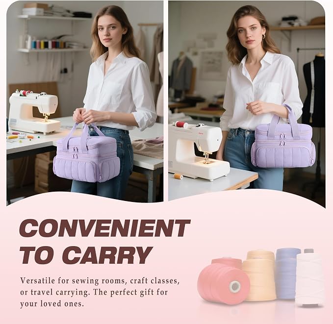 Marscamd Sewing Organizer Bag with Detachable Dividers, Purple (Bag Only)