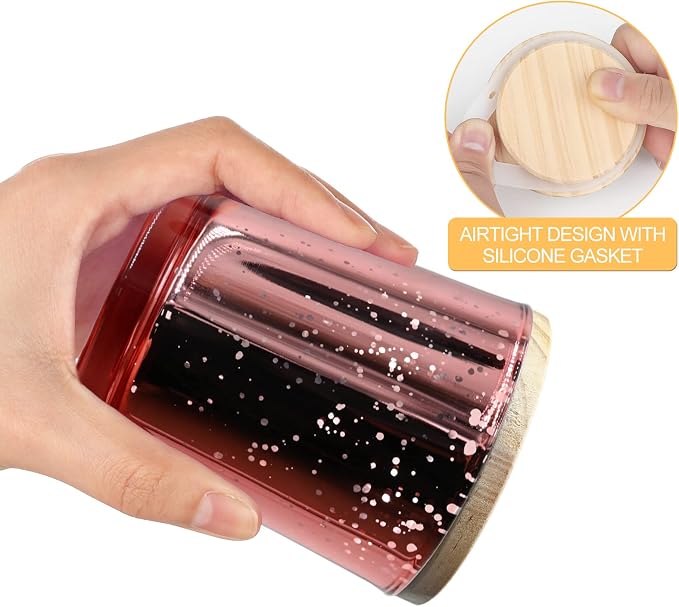 SHOWIN Thick Candle Jars for Making Candles 12 Pcs, 7 OZ Empty Jars with Wood Lids for Candle Making, Sample Container, Rose Pink