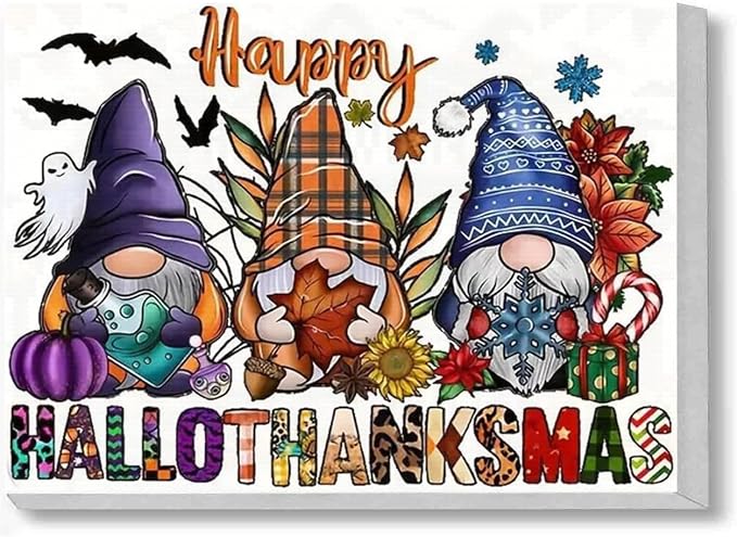 Gnome Diamond Art Kits for Adults with Frame,Halloween Diamond Painting
