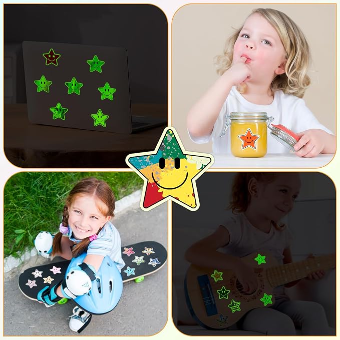50PCS Glow in The Dark Stickers, Smile Star Stickers