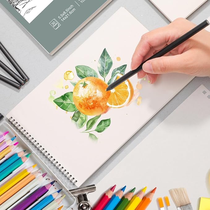 4 Pack Sketch Book, 9 x 12 Inch Sketchbook, 68lb/100gsm Top Spiral Bound Sketch Pad, Acid Free Art Supplies Drawing Painting Sketching Paper for Kids, Adults, Beginners, Artists (30 Sheets Each) | 100gsm Drawing Paper, Hardcover Backboard, Lay-flat Top...