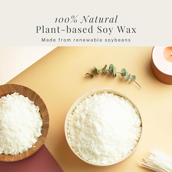 Hearth & Harbor Organic Soy Candle Wax for Candle Making, 8 lbs Natural Candles Making Supplies, Beeswax-Free, Paraffin-Free, Pure Soy Wax Flakes Perfect for Candles, Tealights and Melts