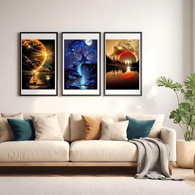 12 Pack Sunset Diamond Art Kits for Adults,5D Diamond Painting Sets | Landscape DIY Full Drill Round Gem Painting for Adult Beginners Diamond Art,Home Wall Decor 9.8x13.8 Inch