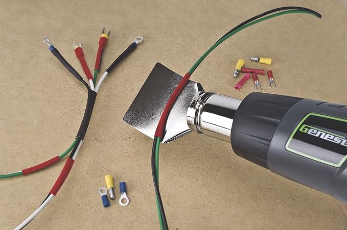 Genesis GHG1500A Dual Temperature Heat Gun Kit With Fast Heat High And Low Settings 572F/1000F, Air Reduction Nozzle, Reflector Nozzle, And Two Deflector Nozzles with 2 Year Warranty | 572F or 1000F, For Shrink Tubing, For Crafting, For Vinyl Wrap, 4 A...