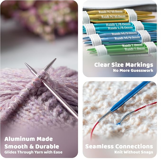 Ruidi Interchangeable Aluminum Circular Knitting Needles Set