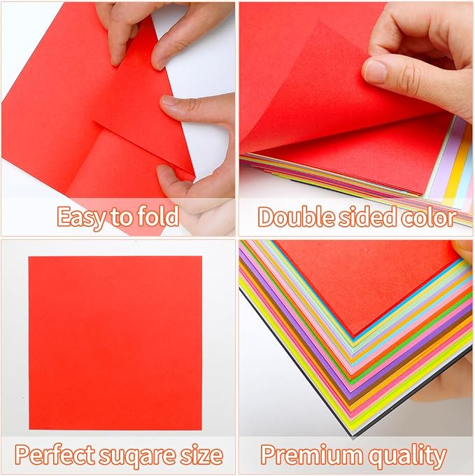 IOOLEEM Black Origami Paper, 1000 Sheets, 6 Inch Square, Double Sided Colored Paper for DIY Crafts