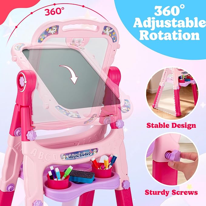 Kids Art Easel for Toddlers Age 3-4 Magnetic Double-Sided Drawing Board