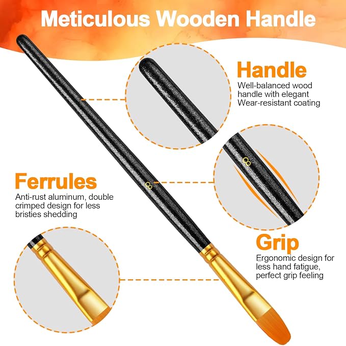 Paint Brushes Set, 24 Pack 240 Pcs Round-Pointed Tip Paintbrushes Nylon Hair Artist Acrylic Paint Brushes for Acrylic Oil Watercolor, Face Nail Art, Miniature Detailing & Rock Painting, Black