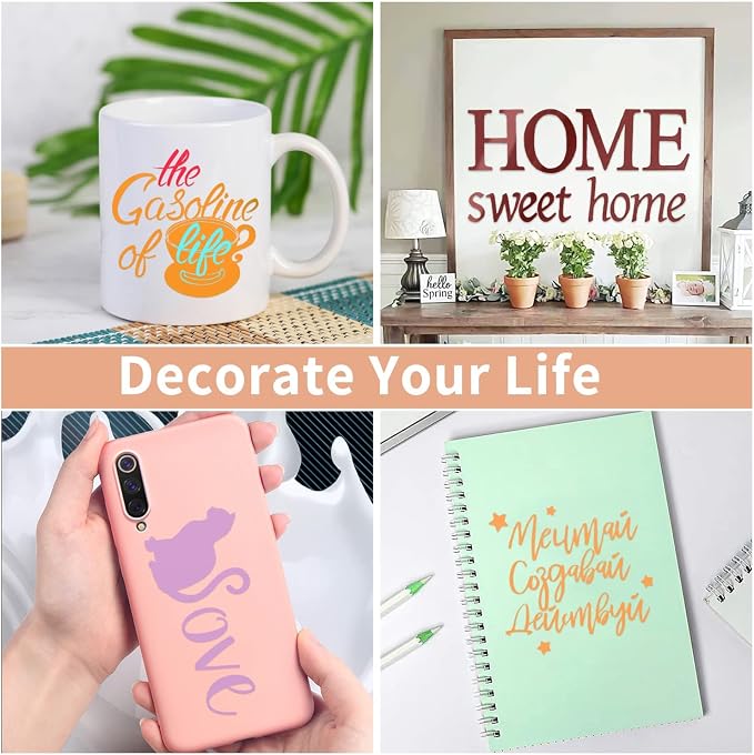 Prime Vinyl Permanent Vinyl, Self Adhesive Vinyl for All Cutting Machines 12" x 12", 25 Sheets for Home Decor, Logo, Banners, Window Graphics, Cutting Machine