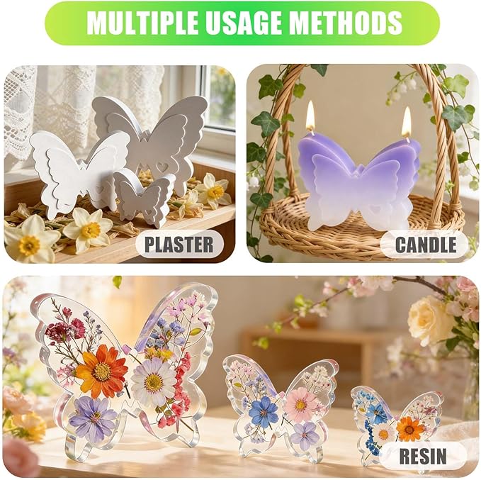 Butterfly Resin Molds, Silicone Mold for Epoxy Resin Casting | Flexible easy-release butterfly mold for resin casting, soap, candle decor, flower preservation, spring crafts and gifts.