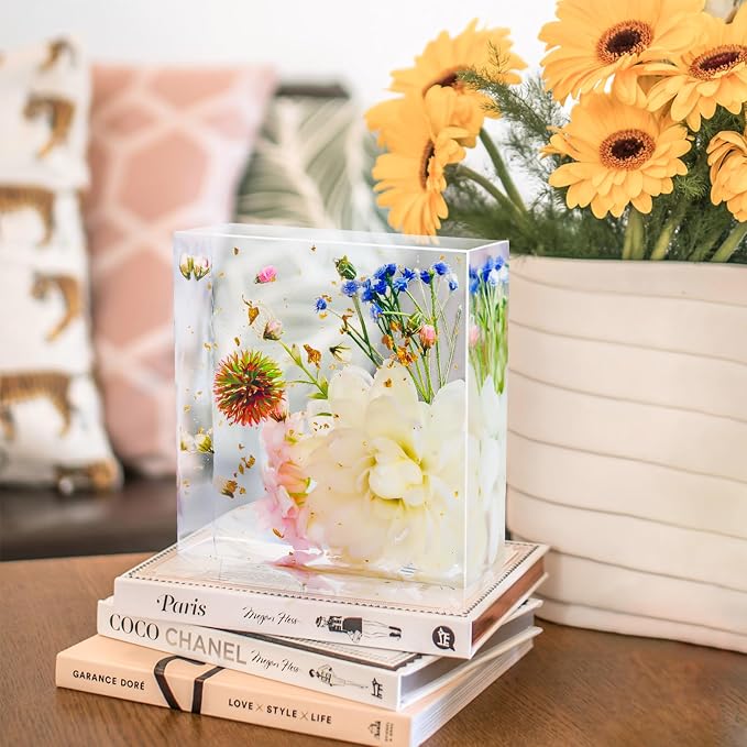 YOILES Resin Molds Silicone,Epoxy Resin Casting Craft Mold for Flower Preservation Bookends DIY Art (Square) | Casting Craft Mold for Flower Preservation Bookends DIY Art (Square)