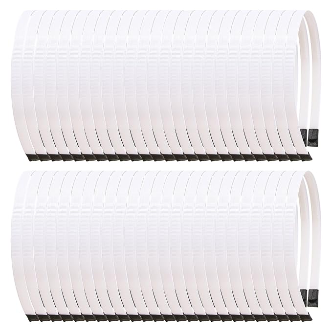 50Pcs White Ribbon Wrapped Blank Hard Plastic Headbands