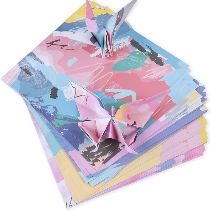 Origami Paper Kit 100 Sheets, 6x6 Inch Double Sided 40 Vivid Colored Paper | 70GSM Colorful Paper,40 Different Pattern Origami Kit,DIY Hand Crafts,Arts Creativity,Easy to Fold,No-Fading.Macaroon Flower