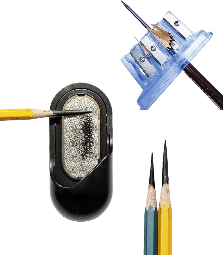 4-Hole Art Pencil Sharpener,Sketch Sharpener,Long Lead Grinding Tool,Suitable for Artists and Drawing Enthusiasts (E.2 Pieces (Blue))