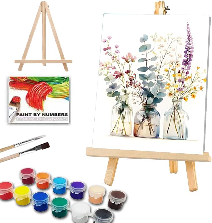 ICYANART Flowers Paint by Numbers for Adults Framed, Number Painting 8x12In