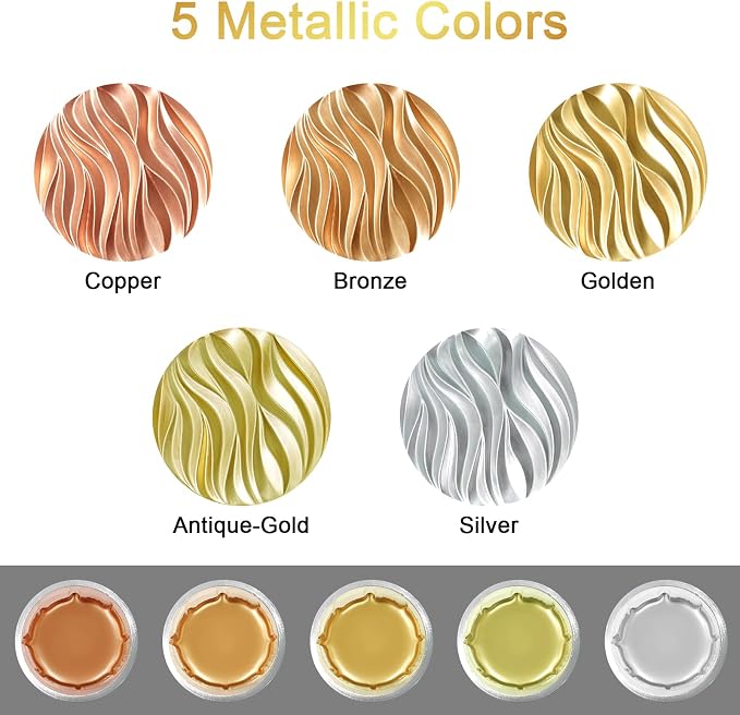 Renfio Metallic Pigment Powder, 5 Colors Gold Mica Powder for Resin