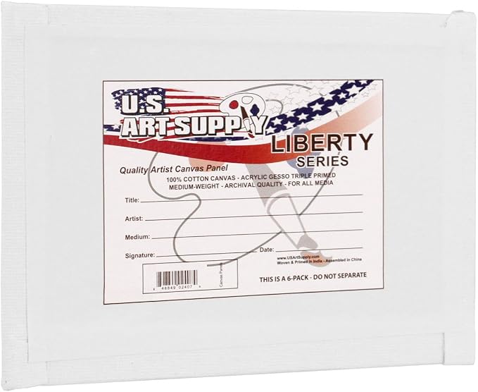 U.S. Art Supply 4 X 6 Inch Art Canvas Board Panels 12 Pack - 8 Ounce | Heavyweight Cotton Acid Free Canvases for Painting Acrylics and Watercolor (1 Case of 12 Single Canvas Painting Panels)