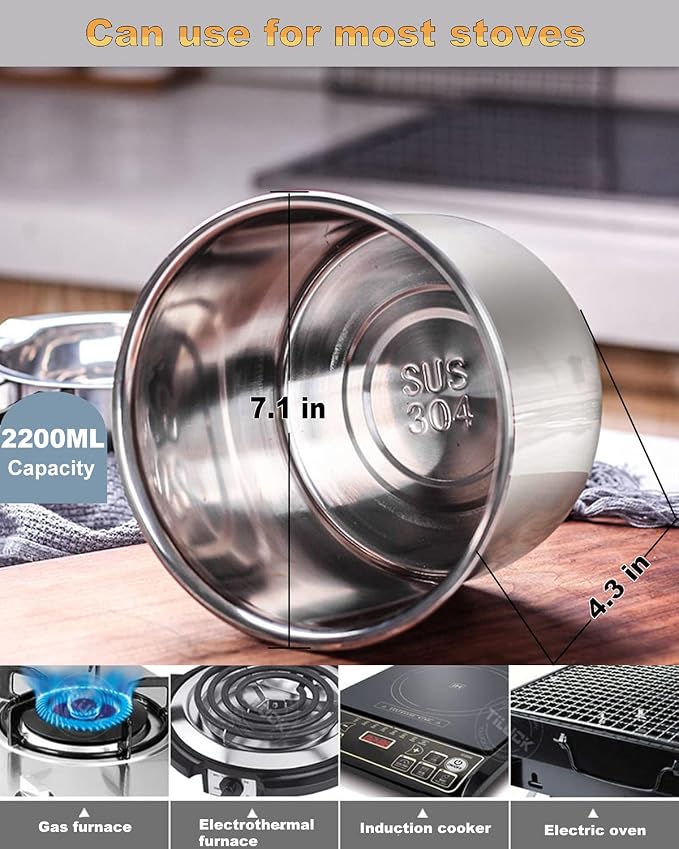 1000ML Double Boiler Pot with 2200ML Stainless Steel Pot,Silicone Spatula | Double Boiler Set for Melting Chocolate,Candy, Soap, Wax, Candle Making