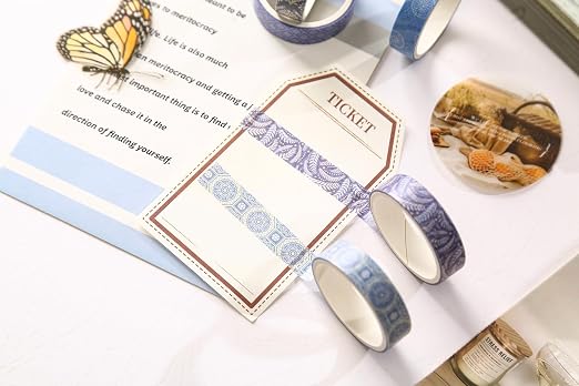 Basic Patterns Washi Tape Set 60 Rolls Geometric Elegance Decorative Skinny Masking Tapes for Arts, DIY Crafts, Journals, Planners, Scrapbook, Wrapping (Bygone Days)