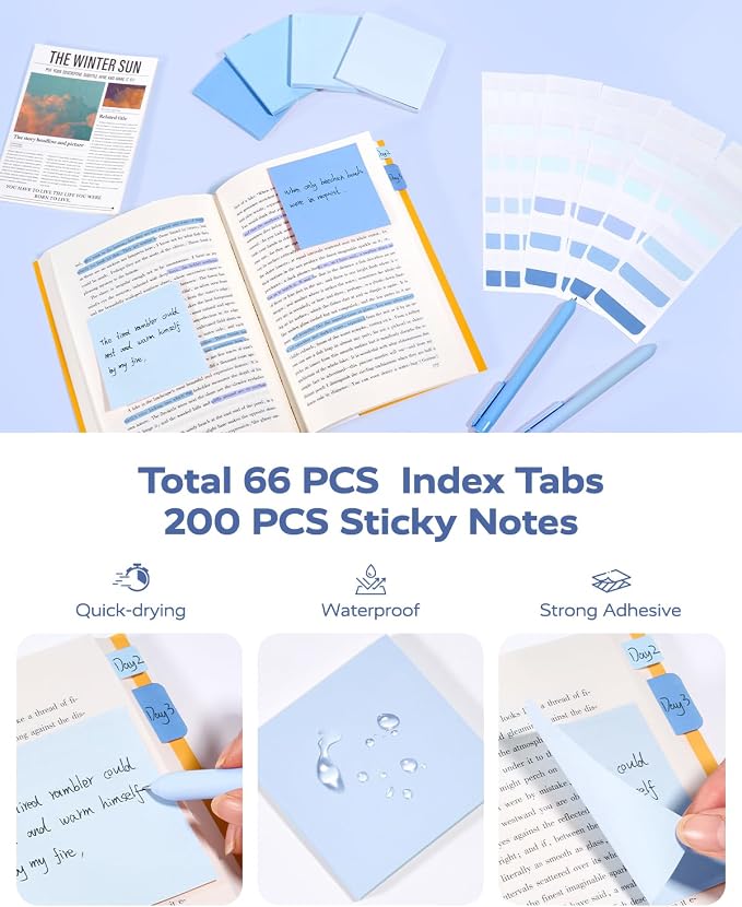 Four Candies Aesthetic School Supplies Kit with Cute Blue Pencil Case