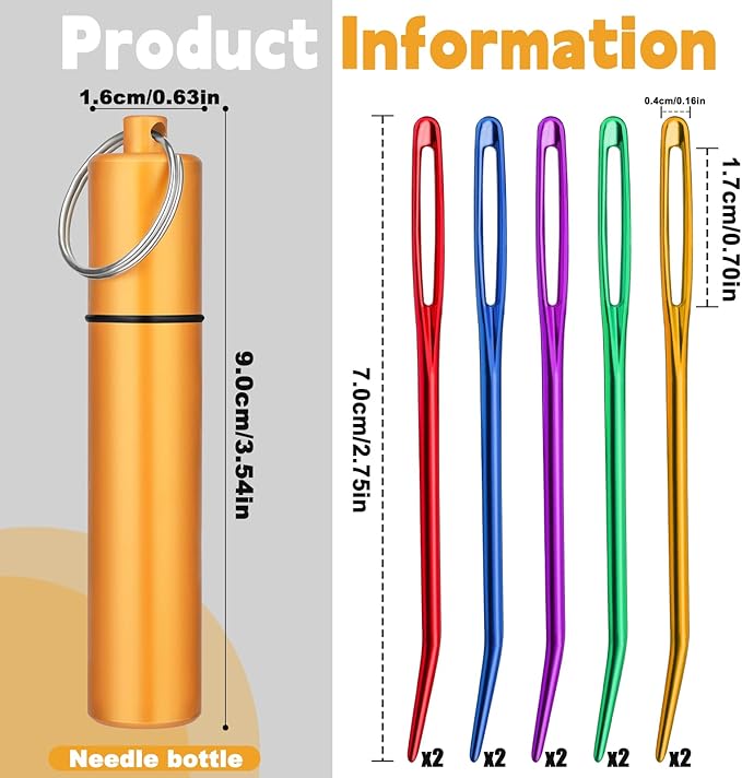 UOOU 10 Pcs Yarn Needles, Darning Needle, Tapestry Needles for Yarn | Darning Needles for Yarn Weaving Needle, Yarn Needle Large Eye for Crocheting with Aluminum Storage Knitting Accessories