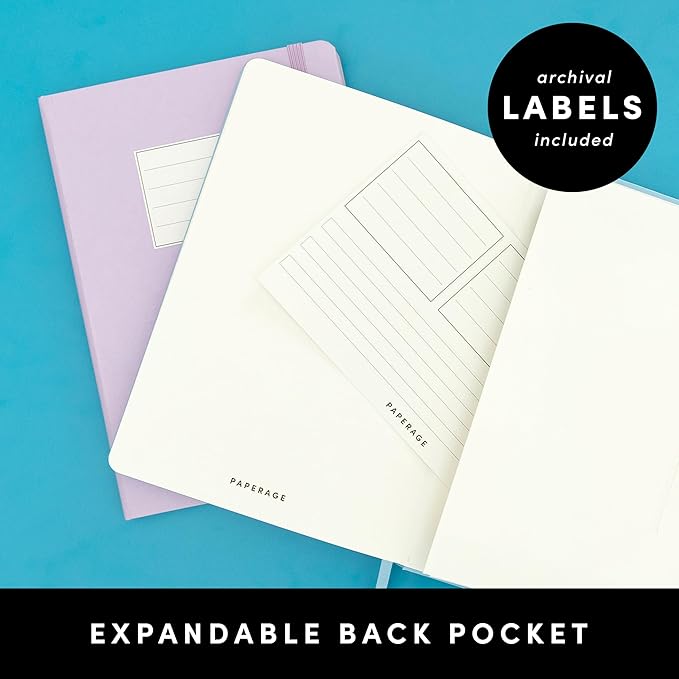 PAPERAGE Blank Journal Notebook, (Sage Green), 160 Pages, Medium 5.6 in x 8 in - 100 GSM Thick Paper – Hardcover Journaling Notebook for Work, School, Note Taking or Sketching