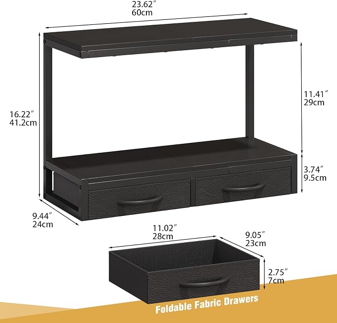 VENNQD Stand Compatible with Cricut Maker and Cricut Explore Air Series Stand Legs for 2 Cricut Machines Fully Open 2 Tier Desktop Craft Accessories Storage Organizer (Black)