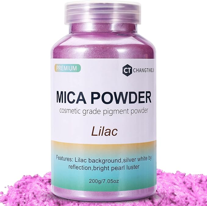 Mica Powder,7.05OZ（200g）,Lilac Mica Powder Pigment for Epoxy Resin，Lip Gloss，Paint，Dye，Soap Making，Nail Polish,Candle Making,Bath Bombs(Lilac)