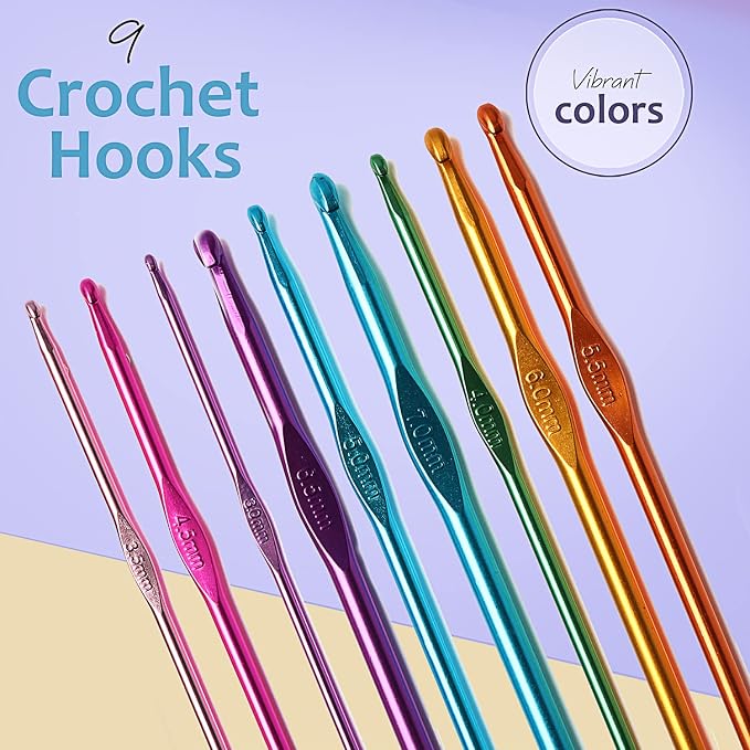 Hearth & Harbor Crochet Kit with 1100 Yards Assorted Yarn Kit, Ergonomic Hooks, Crocheting Instruction, Knitting & Crochet Supplies - Beginner Crochet Kits for Adults, Ideal for Amigurumi