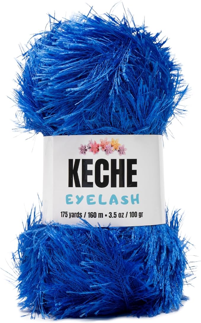 Eyelash Fun Fur Yarn - Premium Soft Crochet Yarn DIY Hand Knitting 100% Polyester 175 Yds 3.53 Oz - Royal Blue