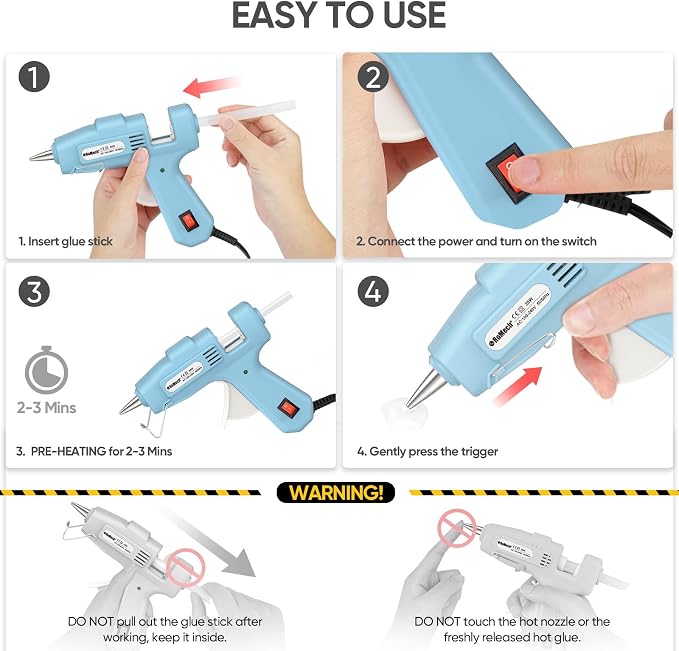 ROMECH 20W Mini Hot Glue Gun Kit, 90 Glue Sticks Set for DIY Crafts, Repair